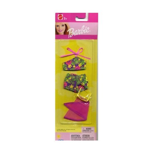 Preisvergleich Produktbild Barbie Sun & Sea Fashions Beachwear 4 Piece Set Floral Design 2002