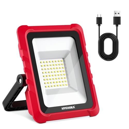 HYCHIKA Faro LED Ricaricabile,20W 2000 lumen 6500K Con Porte Di Ricarica Usb E Tipo C, Ip65 Impermeabile, Adatto Per Campeggio All'Aperto, Cantieri