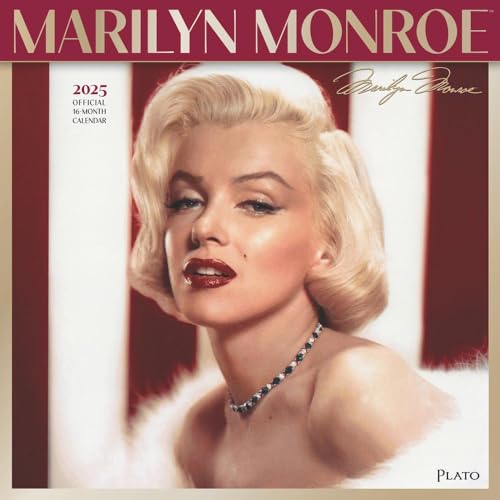 Marilyn Monroe OFFICIAL | Calendário de parede quadrado mensal de 2025 de 12 x 24 polegadas | capa estampada em alumínio | latão | atriz americana dos EUA celebrity