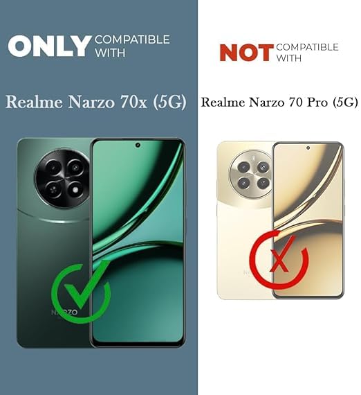Image of Jkobi Lifetime Anti-Yellow MagSafe Compatible Clear Back Cover Case for Realme Narzo 70x 5G (Sleek Hard Crystal | Shockproof and Camera Protection)