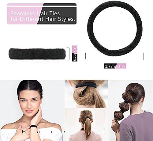 Dreamlover Thick Hair Bands for Women, Black Hair Ties No Damage, Soft Hair Bobbles for Thick Hair, 50 Pack
