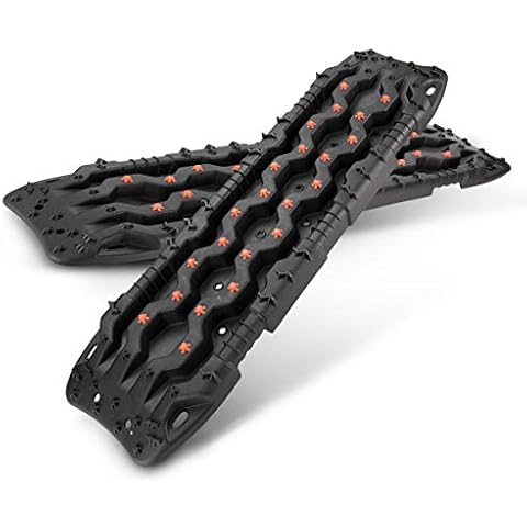 FIERYRED Traction Boards - 2 Pcs Traction Mat Recovery for Sand Mud Snow Track Tire Ladder 4X4 - Traction Tracks, Size: 45.3 inch (L) x 13 inch (W) X 2.6 inch (H), Black Cover