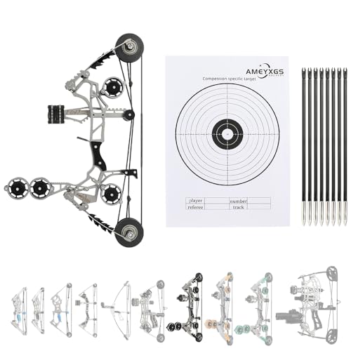 surwolf Short-Axis Compound Bow, Premium Material Compact Lightweight Training Bow for Beginner Daily Practice and Outdoor Target Shooting (Style 2（Black Bow + 8 Arrows)