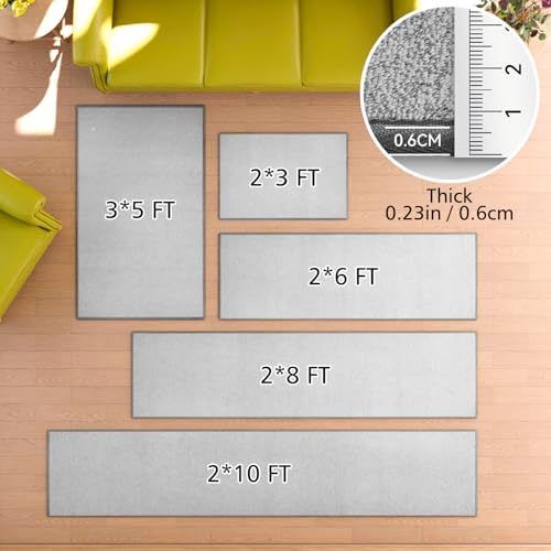 AREDO Runner Rug with Non Slip Rubber Backing, Washable Soft Floor Carpet for Kitchen, Hallway, Entryway Indoor, Bedroom, Laundry, Low Pile Area Rugs, Solid color with Pointillism style, 2*6 ft GREY by AREDO - Image 6