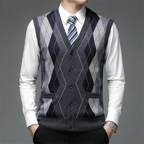 Mens Wool Sweater Vest Argyle Diamonds V Neck Knit Vest Trendy Casual Business Waistcoat2
