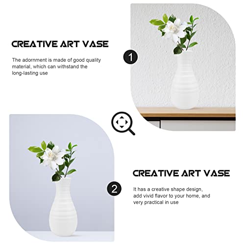 Yardwe 2Pcs Plastic Vases Unbreakable White Vase Ceramic Look Plastic Vase For Flowers Table Centerpieces Living Room Wedding Decor (2.7 X 8 Inch) #TOP3