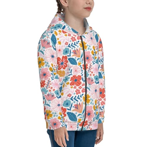Floral Ditsy Kid Hoodies Boys Zip Up Sweatshirts Girls Pullover with Pocket4