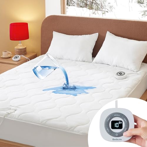 Bedsure Waterproof Heated Mattress Pad Queen - Cotton Bed Warmer with Memory & Preheat Functions, 10 Heat Settings & 12 Hour Shut Off, Dual Controller, Electric Mattress Pad Queen, 60"x80" Bedsure Waterproof Heated Mattress Pad Queen - Cotton Bed Warmer with Memory & Preheat Functions, 10 Heat Settings & 12 Hour Shut Off, Dual Controller, Electric Mattress Pad Queen, 60"x80"