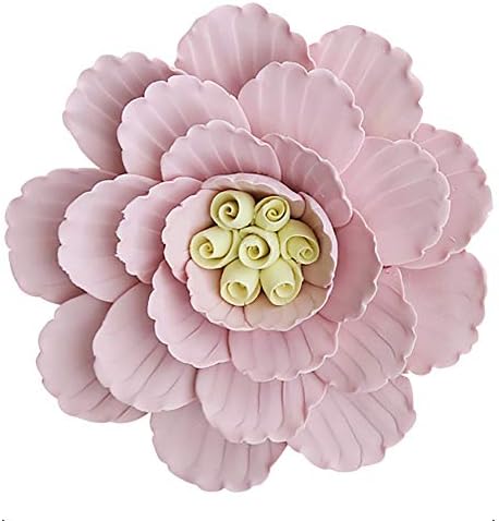 ALYCASO Ceramic Flower, 3D Wall Flower Decor Art for Bedroom, Living Room (XXL- 7 in, Rosebush Pink)