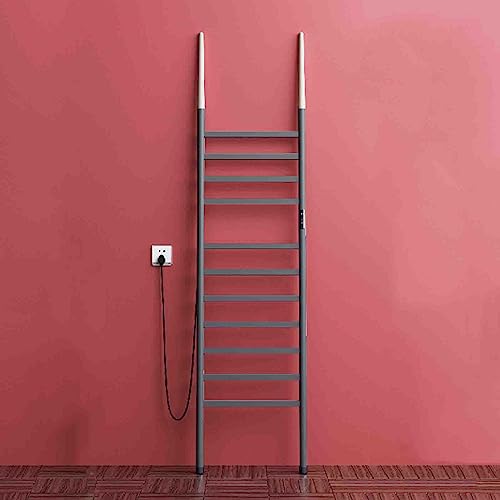 SGKOMN Toallero eléctrico calefactable para baño, radiador Tipo Escalera, Calentador de Toallas Moderno, toallero de Acero Inoxidable de pie con Temporizador., Grey1-220V Left Line