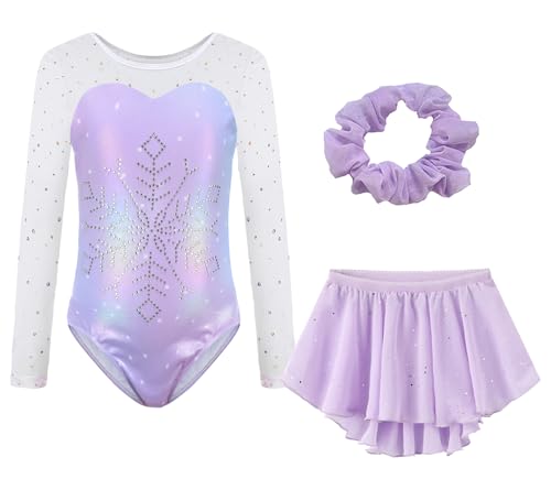 Catálogo para Comprar On-line Ropa de Gimnasia para Niño de esta semana. 49 SEAUR - Maillot de gimnasia para niñas con falda, juego de ropa de baile rítmico para niños con tutú brillante, unidad de ballet 5-12T, Púrpura, 5-6 Años