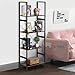 KINGSO Industrial Bookshelf, 4-Tier Bookcase Vintage Rustic Large Storage Rack Shelves, Ladder Shelf with Wood Look & Metal Frame Accent Furniture for Home Living Room Study Lounge