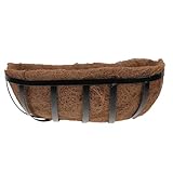Veemoon 16 Inch Half Round Coconut Fiber Hanging Basket Planter, Natural Coir Plant Holder for Balcony and Outdoor Gardening, Sturdy Rustic Hanging Flowerpot for Patio and Home Decor