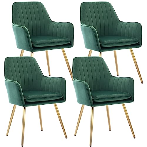 Gold Thumb Velvet Dinning Chair Set of 4 Mid-Back Accent