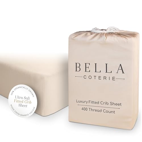 Image of Bella Coterie Luxury Bamboo Viscose Crib Sheet | Organically Grown | Ultra Soft | Cooling for Better Sleep | Deep Pocket Fitted Sheet for Crib & Toddler Mattress | 100% Organically Grown [Champagne]