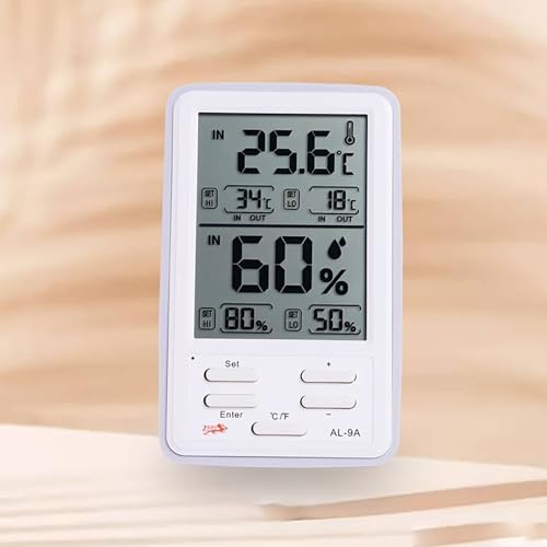 Image of KRESHU Digital Alarm Thermometer and Hygrometer Humidity Clock LCD Display Temperature Internal & External Sensor Meter Measurement Tool Electronic Humidity Clock for Home, Office (1-Pcs)