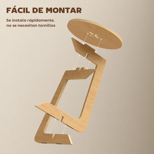 Miniatura 7 de Homcom Mesa Auxiliar En Forma De C, Mesita Auxiliar Redonda, Montaje Rápido, Para Espacios Pequeños, Salón, Dormitorio, Natural