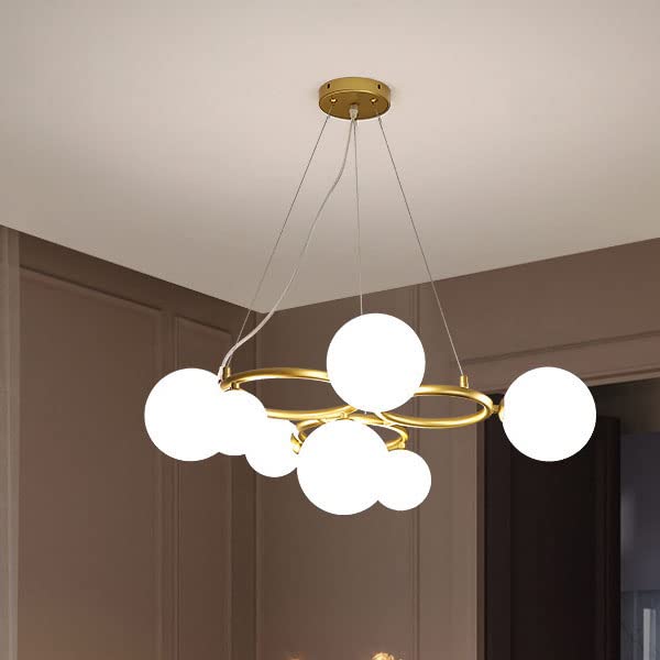 Suspension en forme de haricot magique en verre à anneau rond pour salle à manger