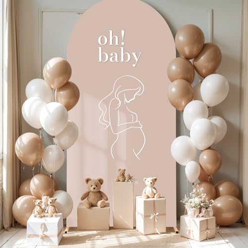 7.2FT Nude Arch Backdrop Cover - Spandex Fitted Wedding Arch Stand Covers Round Top Chiara Arch Backdrop Cover for Birthday Party Banquet Photo Background Decoration by Wish Care - Image 8