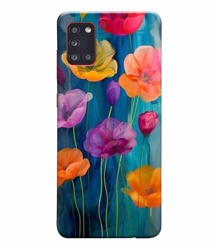 Image of Printed Hard Back Case Cover & Compatible for Samsung Galaxy A31 | Flower Vector Art (Multicolor) - D1193