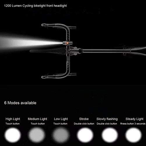 MinChen High Power LED Bike Light Bike Front Headlight Flash Light 6 Modes with Built- in Rechargeable Battery USB Cable Included image 4