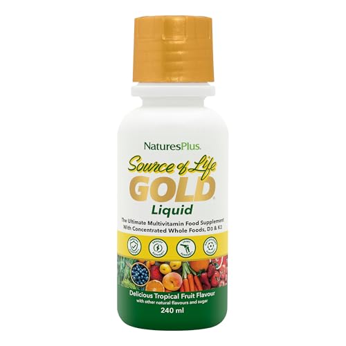 NaturesPlus Source of Life Gold Liquid 236ml - High Potency Food- Based Multivitamin and Mineral with Superfoods - Energy, Immune, Bones, Hydration - Vegetarian, Gluten Free