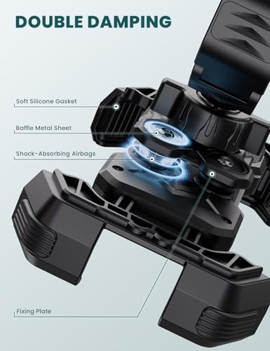 Grefay Soporte Movil Moto Bicicleta [2025 Doble Vibración Amortiguada] Soporte para Movil Moto 360° Giratorio Soporte para Manillar para iPhone 16 y Otro 4.7-7.2" Móvil (Negro) - imagen 3