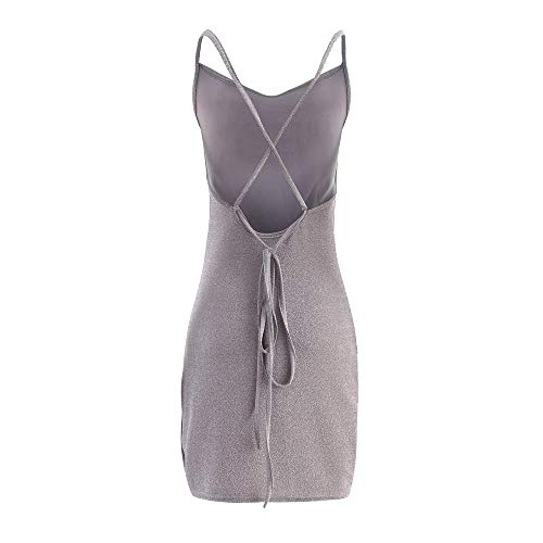 Image of VANCOL Women's Sexy Glitter Spaghetti Strap Mini Party Dress