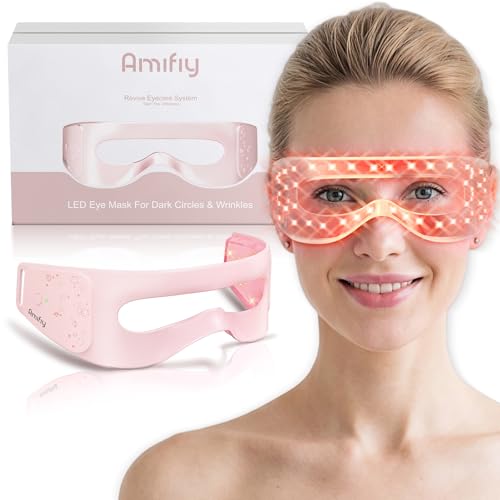 Image of Red Light Therapy Mask - Red Light Therapy for Eyes with 3-Minute, 4 Wavelengths, Targets Wrinkles, Fine Lines, Dark Circles & Eye Bags, Women Men for Home & Travel (Pink)