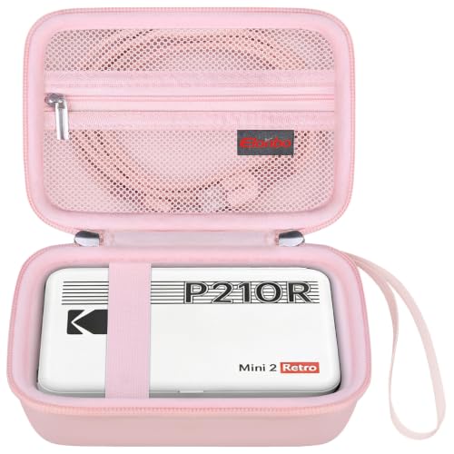 Elonbo Carrying Case for Kodak Mini 2 Retro 2x3” P210R 4PASS Portable Photo Printer/Kodak Mini Shot 2 Retro C210R 4PASS 2-in-1 Instant Digital Camera, Mesh Bag fits Film Cartridge Photo Paper, Pink
