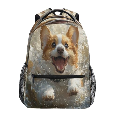 Lovely Puppy Dog Water Backpack for School Boys Girls Adults Kids Bookbag Laptop Bag 15L