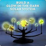 National Geographic Glow-in-the-Dark Solar System Model Kit for Kids - Build & Paint a 3D Planetary Model with Movable Arms, STEM Projects for Kids Ages 8-12, Space Themed Bedroom Decor