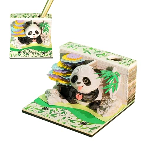 Calendrier 2026 panda en bloc-notes 3D pour enseignants