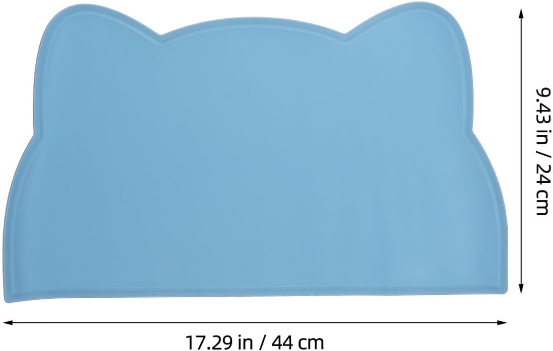 MERRYHAPY Silicone Pet Bowl Mat Large Non-Slip Placemat for Cats and Dogs Food Tray Protector Scratch-Resistant Feeding Mat to Keep Floors Clean and Dry Sky Blue