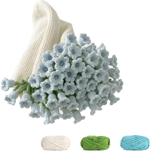 Bouquet Blanket, Rose Blanket, Crochet Flower Bouquet Blanket, Crochet Flower Bouquet Blanket Kit, DIY Handmade Rose Blanket Material Set, 40x40cm Light Blue Design, Creative Gift for Home Decor