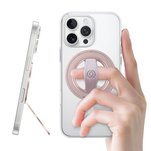 Image of EWA MagOne 3rd Gen [Compatible with MagSafe] Phone Grip Stand with Finger Strap, Removable Magnetic Ring Holder Kickstand Loop for iPhone 17,16,15,14,13,12 Series (Pink)