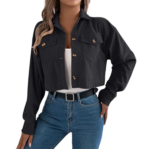 Veste courte en velours côtelé femme à carreaux pour le quotidien