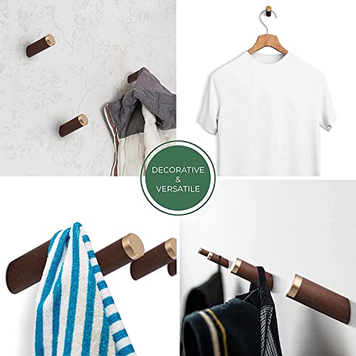 Wall Hooks For Hanging - Coat Hooks Wall Mounted - 4 Pack Towel Hook - Premium Wall Hangers - Wooden Hat Hooks - Modern Wall Coat Rack - Discreet Coat Hangers For Wall - Elegant Backpack Hooks #TOP1