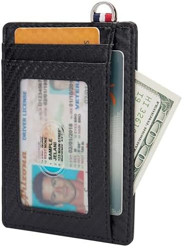Slim Minimalist Front Pocket Wallet, Travel RFID Blocking Small Leather Thin Wallet, Credit Card Holder for Men and Women