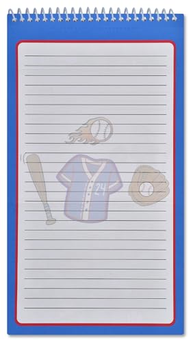 Image of iscream + Corey Paige Designs Fold and Send Boys Stationery Set - Baseball | 40 Pack, Fun Print, Spiral Bound, Large 10.5 inch x 5.75 inch Cards, Coordinating Sticker Sheets, Fold and Send, Summer Camp Ready