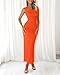 BTFBM 2026 Summer Wedding Guest Dresses for Women One Shoulder Bodycon Ruched Mesh Formal Cocktail Spring Fall Maxi Dress(Orange, Small)