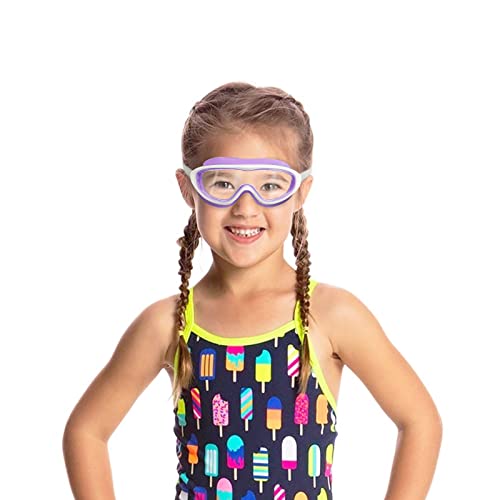 SWAUSWAUK Kids Swimming Goggles - Childrens Swimming Goggles Girls Boys 4-12 Years Larger Lens & Anti Fog (Purple & White1) - Image 2