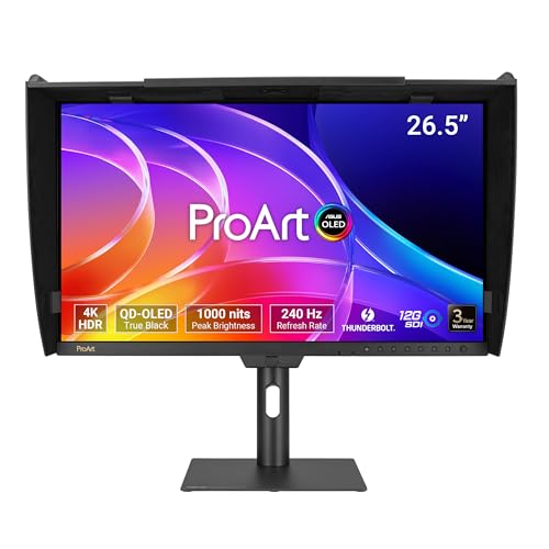 Image of ASUS ProArt PA27USD 27 Inch 4K HDR OLED Professional Monitor for Mac | UHD QD-OLED,Delta E<1, Built-in Colorimeter, Dolby Vision, HLG, 12G-SDI, Thunderbolt 4, True 10-bit, HLG,12G SDI