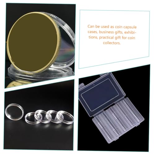 100 cápsulas transparentes protectoras de monedas con caja miniatura 7