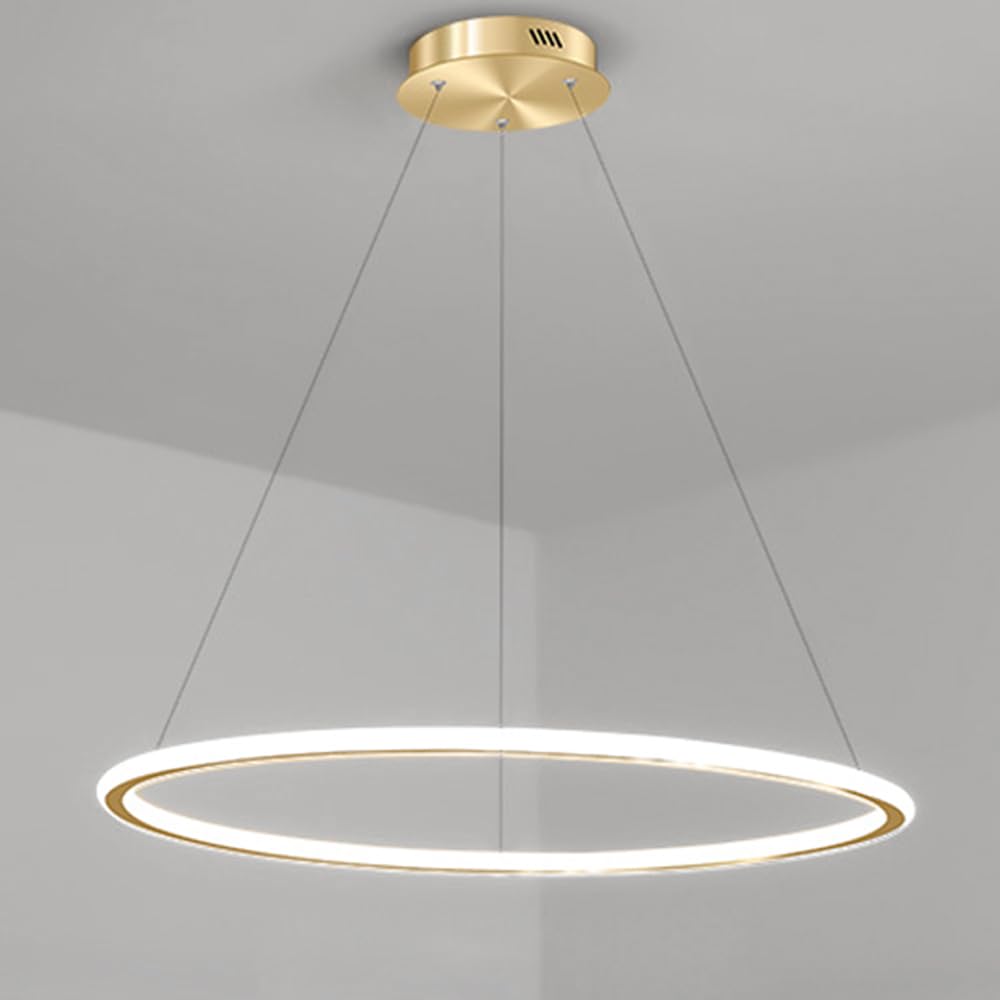 Jadssox Modern LED Ring Chandelier, Halo Pendant Light with Remote Control, Circle Minimalist Dimmable Hanging Lighting Fixtures for Living Room Dinning Room Bedroom Coffee