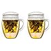 Price comparison product image Creano Tea Glass with Infuser and Lid 400ml - Large Tea Cup - Microwave & Dishwasher Safe - Loose Leaf Tea Maker Gift Set - 2 pcs (Pack of 1)