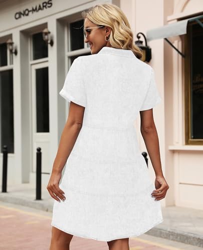 Image of Women's Denim Dress for Women Cute Blue Babydoll Denim Shirt Dress Denim Dress with Pockets
