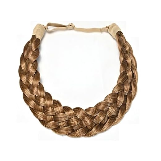 TOECWEGR 5 Strands Synthetic Hair Braided Headband Hairpiece Classic Chunky Wide Plaited Braids ElasticMulti-Color Headband Ladies Beauty Headwear