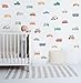 YIMEHDAN Watercolor Transportation Vehicle Wall Decals,Truck Tractor Excavator Bus Vinyl Wall Stickers, Self-Adhesive Cartoon Construction Car Artwork for Boys Bedroom Playroom Decor
