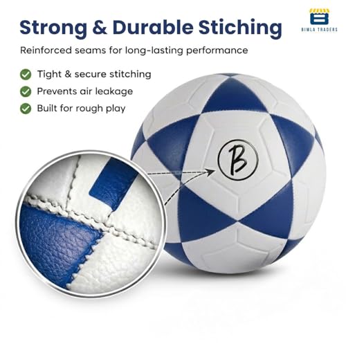 Image of Btag Football with Pump | Rubber Moulded Training & Match Ball | Suitable for All Age Groups | Outdoor Waterproof | for Ground, Grass & Turf (Blue)